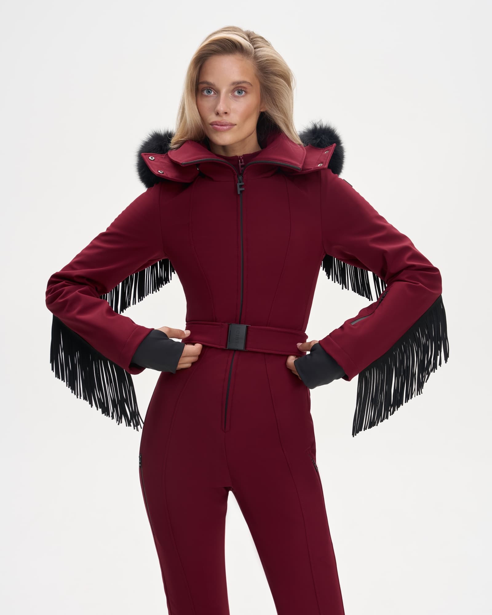 Ski jumpsuit AW.1 Raspberry with fringe