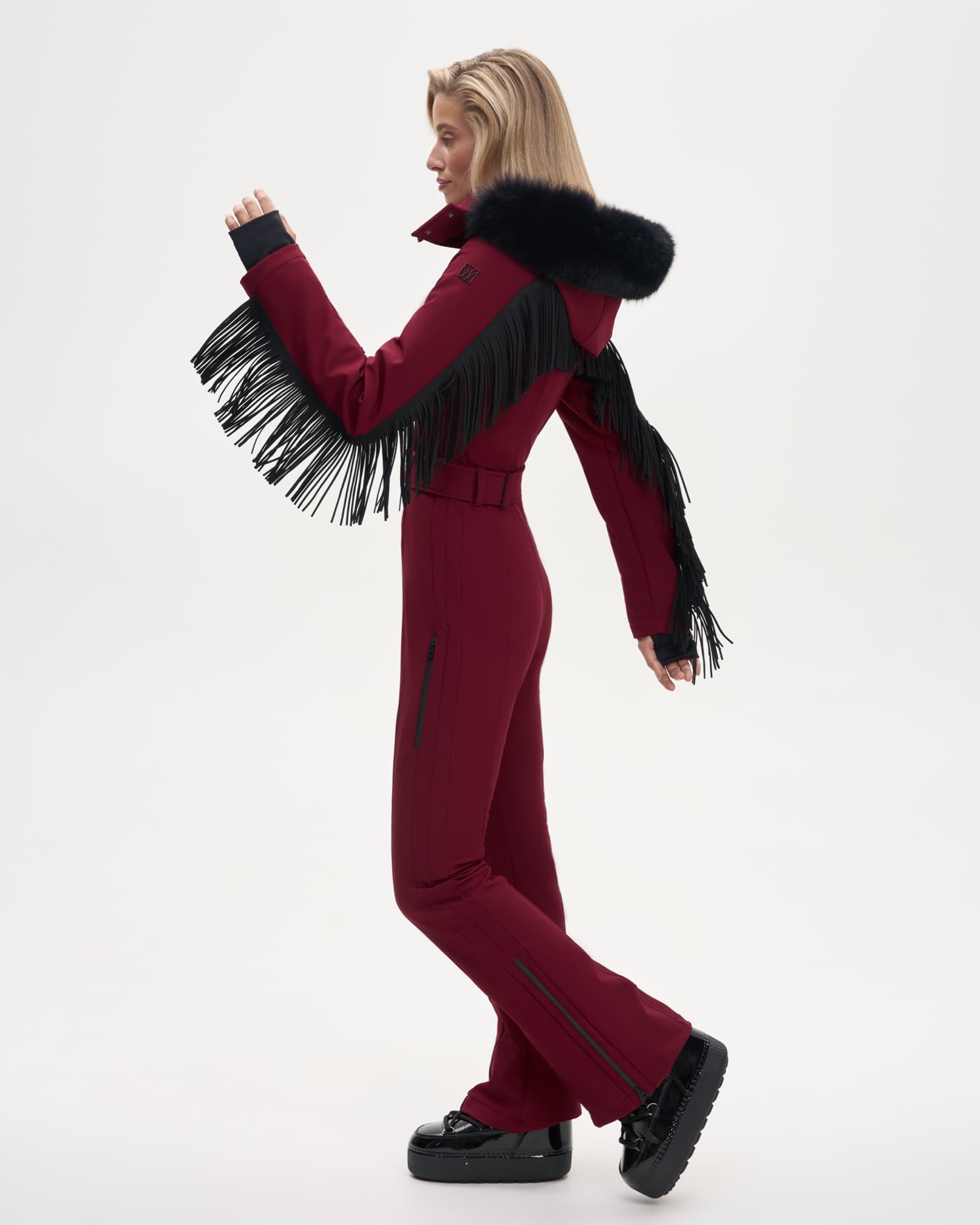 Ski jumpsuit AW.1 Raspberry with fringe